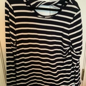 T by Talbots Striped Navy Blue and White Women's Top Size X
